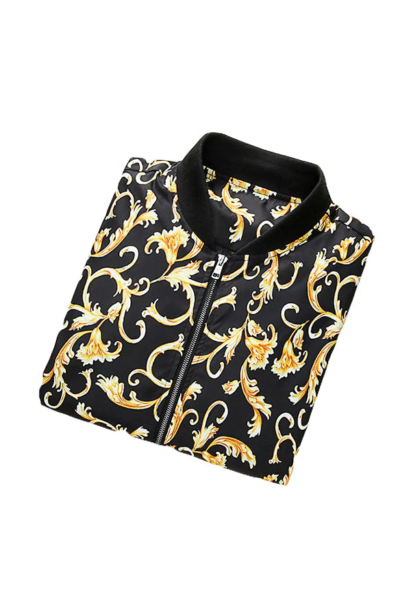 Gold Floral Bomber Jacket - Image 12