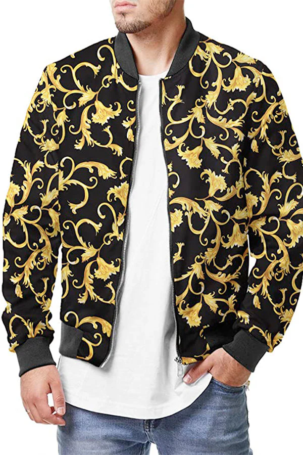Gold Floral Bomber Jacket - Image 3