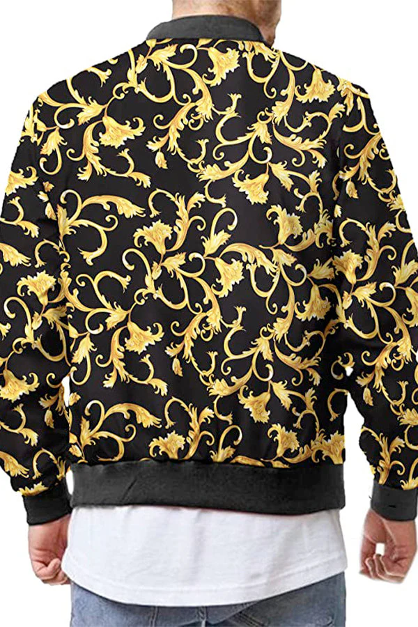 Gold Floral Bomber Jacket - Image 4