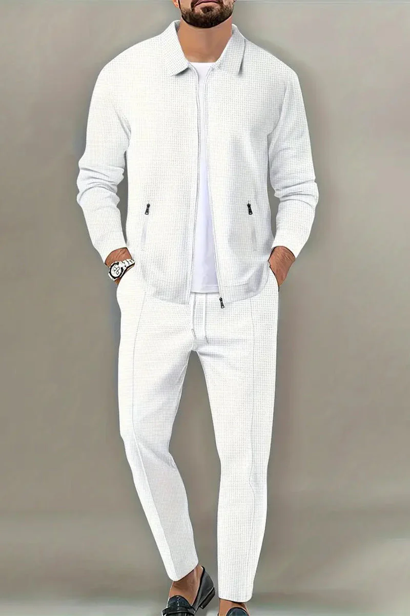 Waffle Fabric Athleisure Suit - Image 19