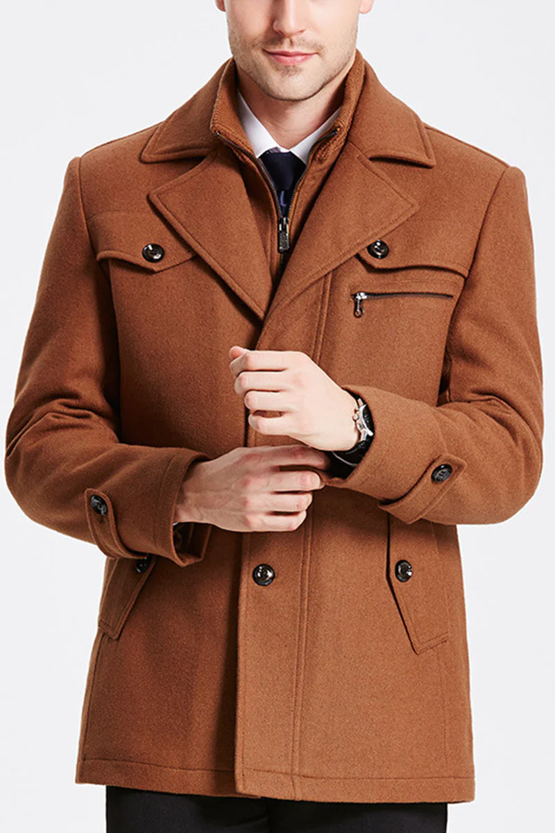 Wool Blend Classic Long Sleeve Coat - Image 4