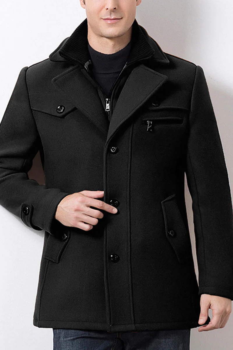 Wool Blend Classic Long Sleeve Coat - Image 5