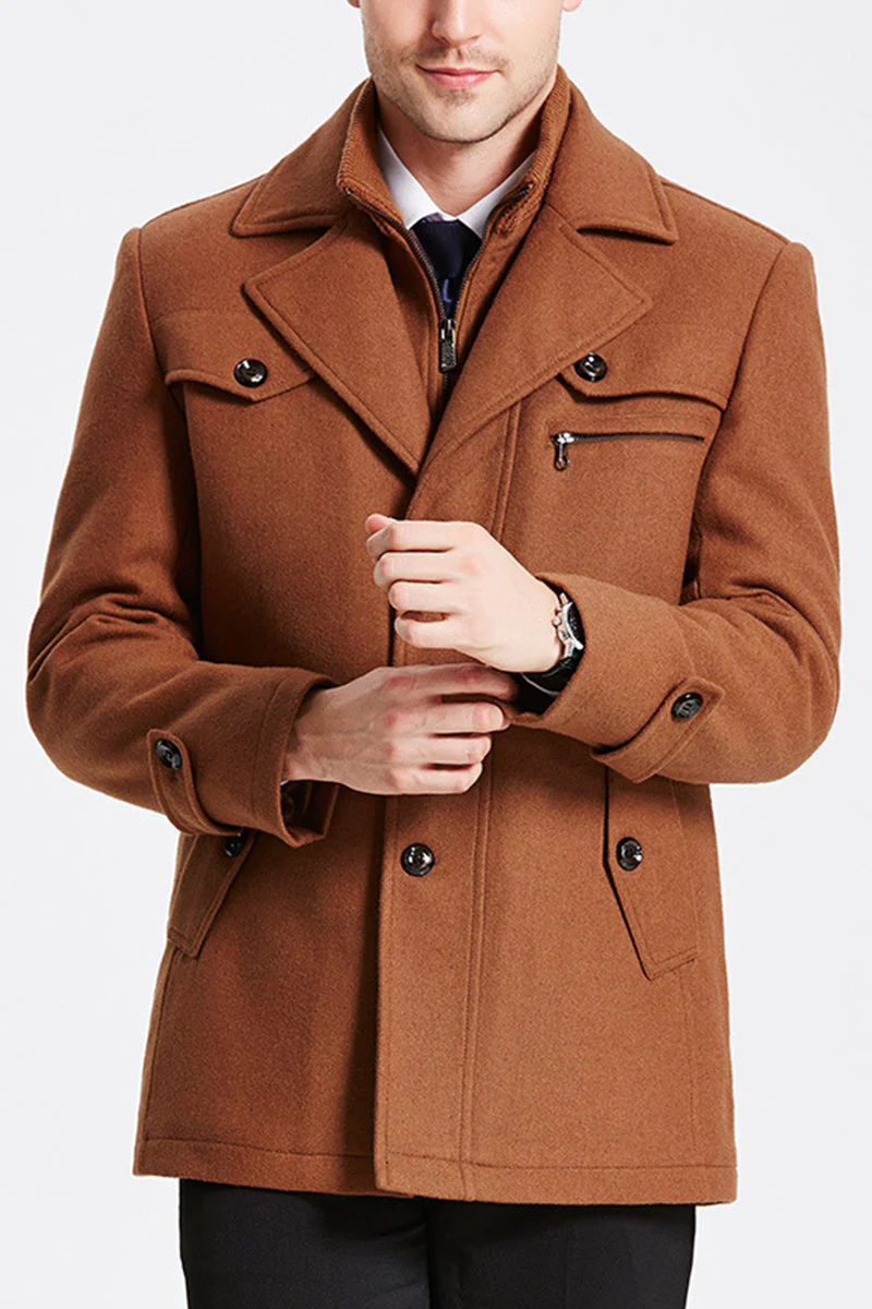 Wool Blend Classic Long Sleeve Coat - Image 6