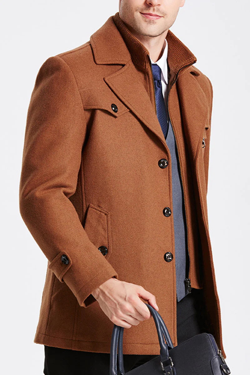 Wool Blend Classic Long Sleeve Coat - Image 7