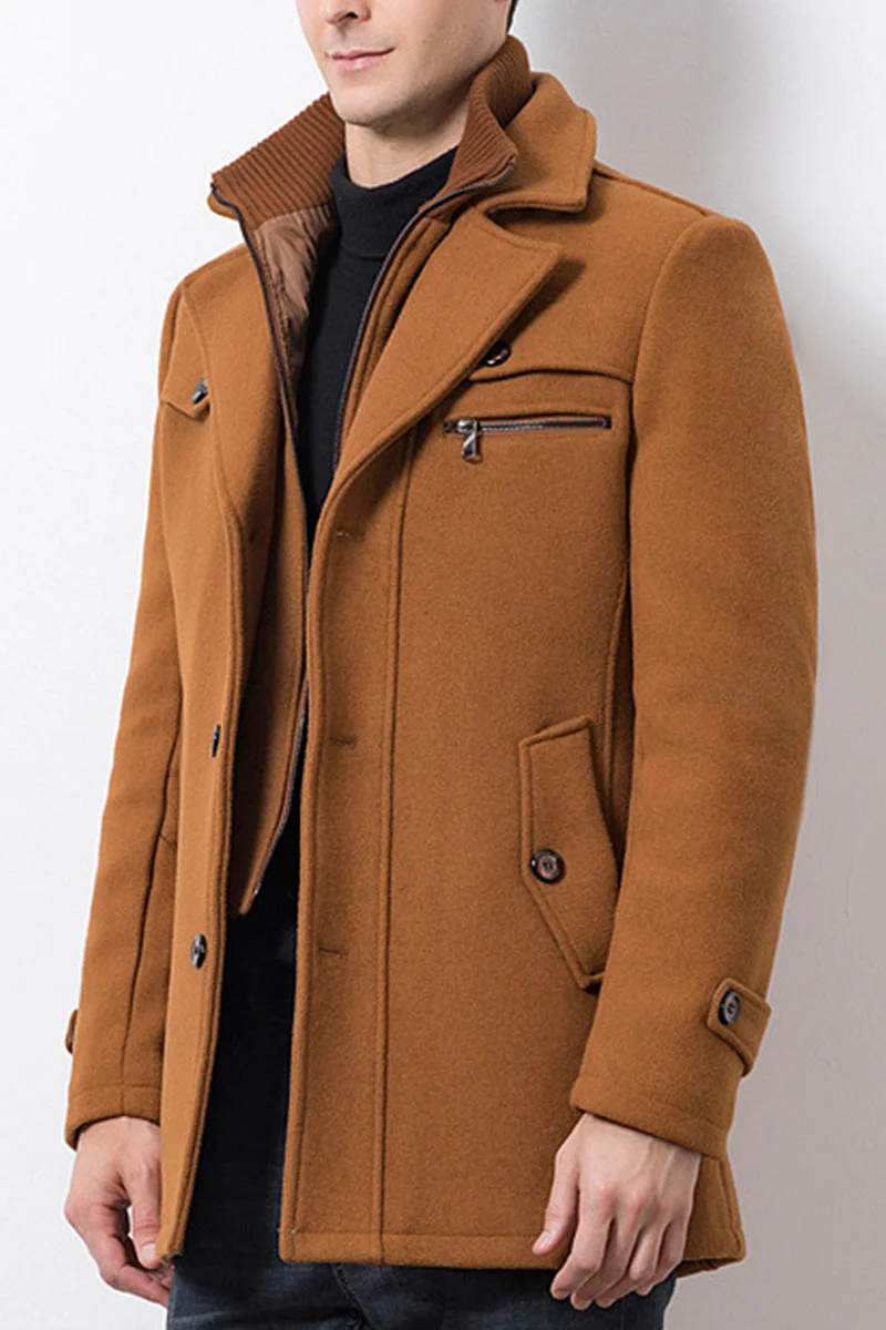 Wool Blend Classic Long Sleeve Coat - Image 9